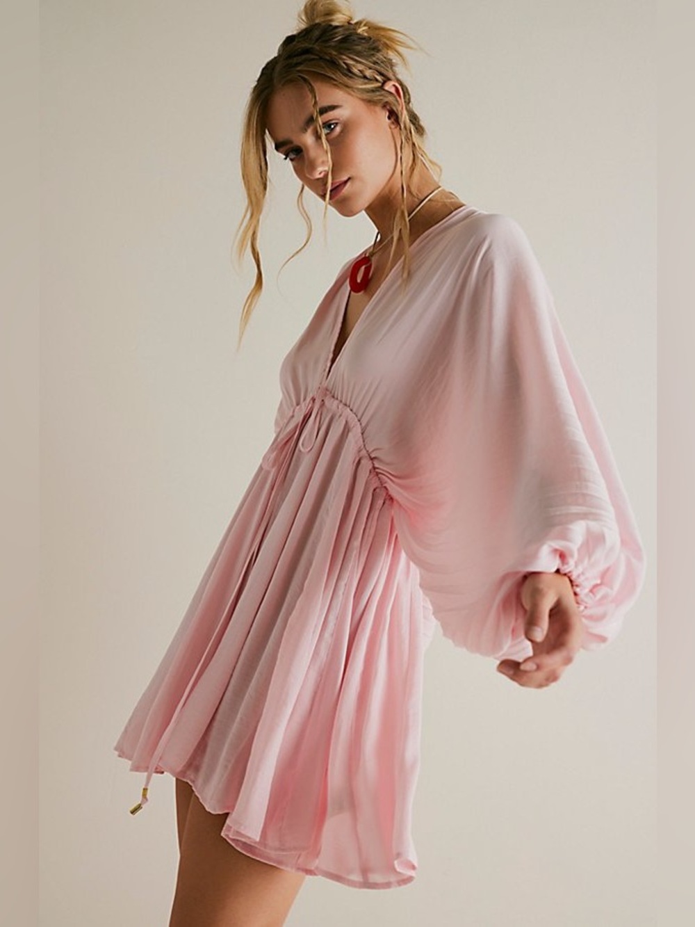 FREE PEOPLE Arzel Mini Dress Cotton Candy Pink - Picture 3 of 14